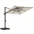 Freischwingender Ampel-Sonnenschirm 300 x 300 cm quadratisch Creme/Schwarz