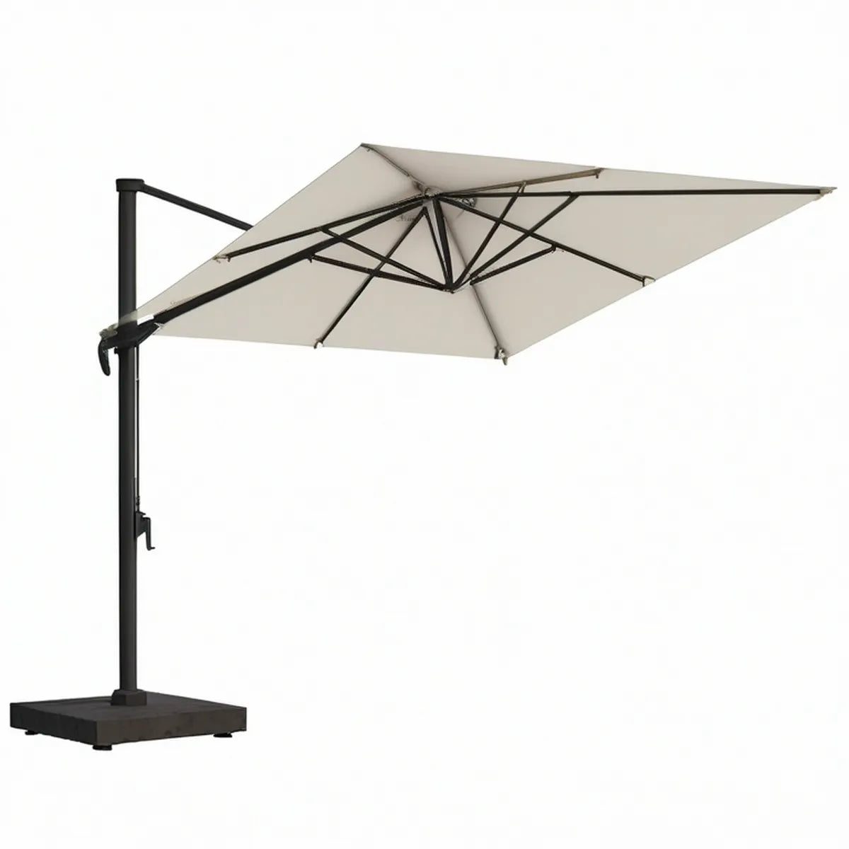 Freischwingender Ampel-Sonnenschirm 300 x 300 cm quadratisch Creme/Schwarz