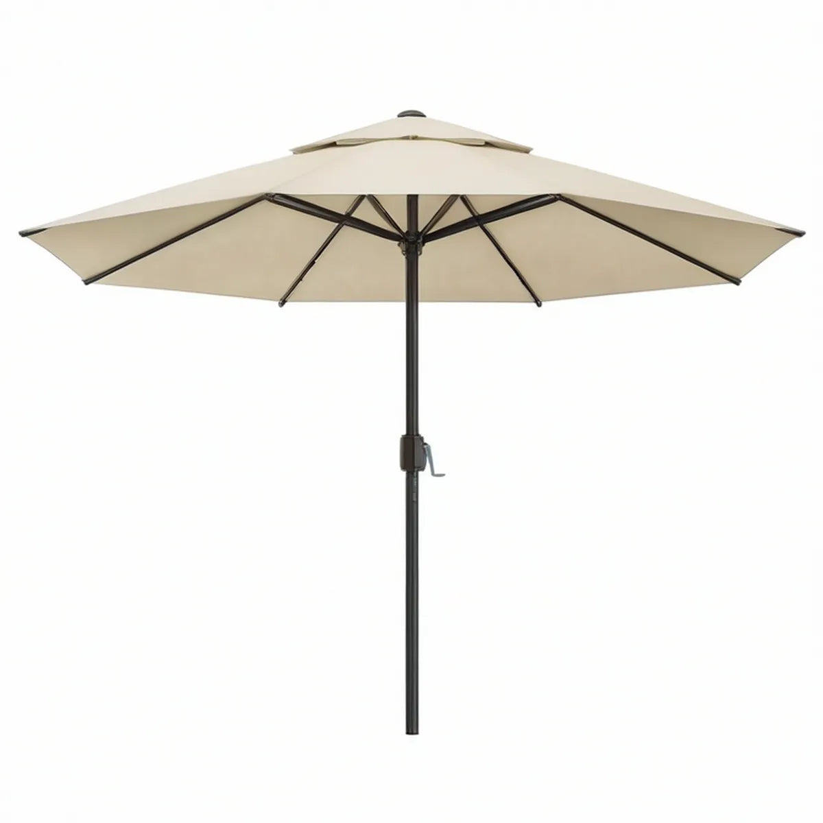Runder Sonnenschirm Ø 300 cm mit Kurbel, Beige/Schwarz