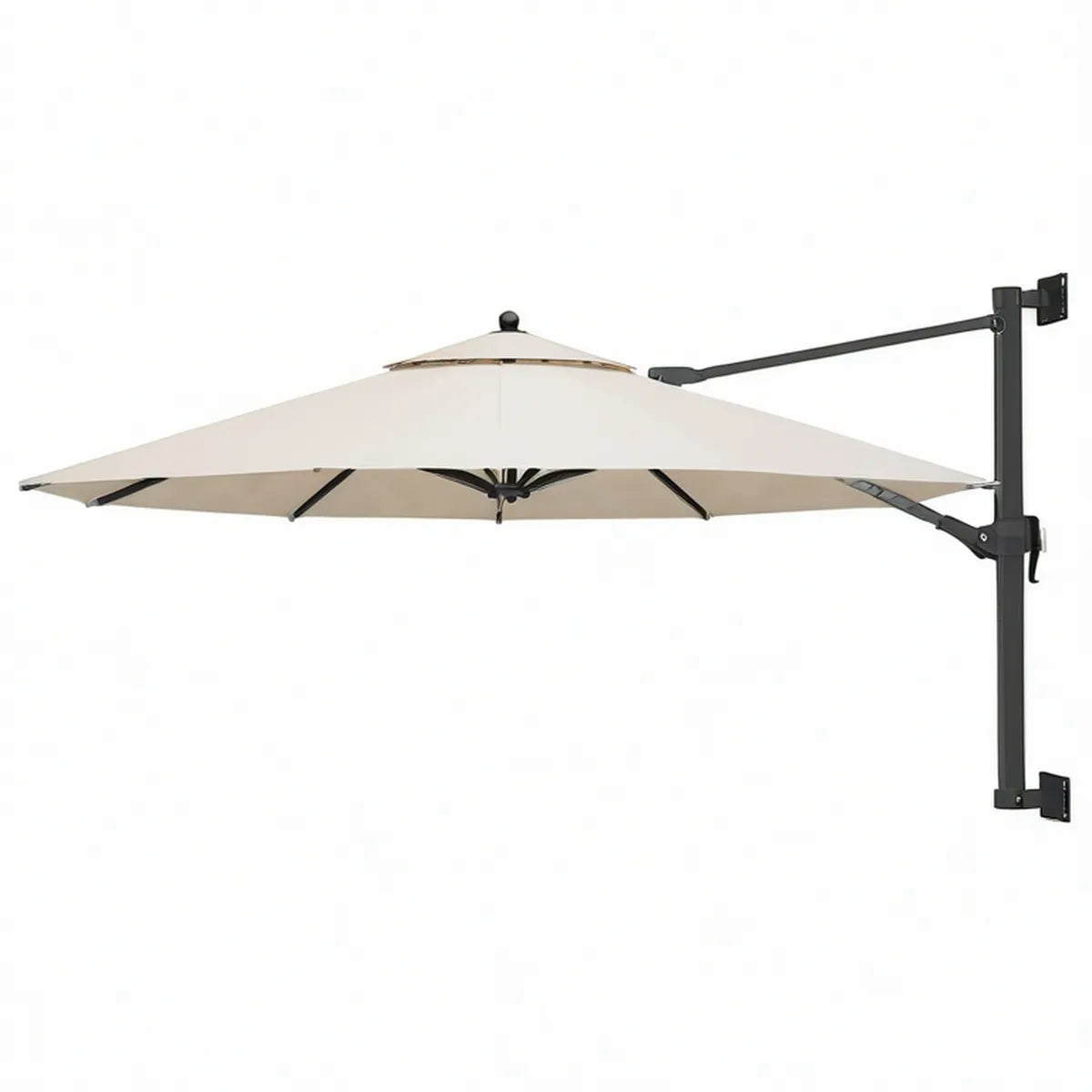 Wand-Sonnenschirm 300 x 300 cm quadratisch, Creme/Schwarz