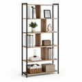 Standregal aus Spanplatte und Stahl, 80 x 30 x 180 cm, Eiche/Schwarz