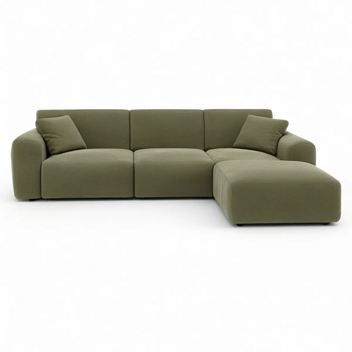 3-Sitzer-Sofa mit Ottomane, 300 × 165 × 82 cm, Polyester, Olivgrün
