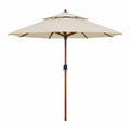 Runder Gartenschirm Beige/Braun Ø 300 cm aus Polyester mit Holzmast