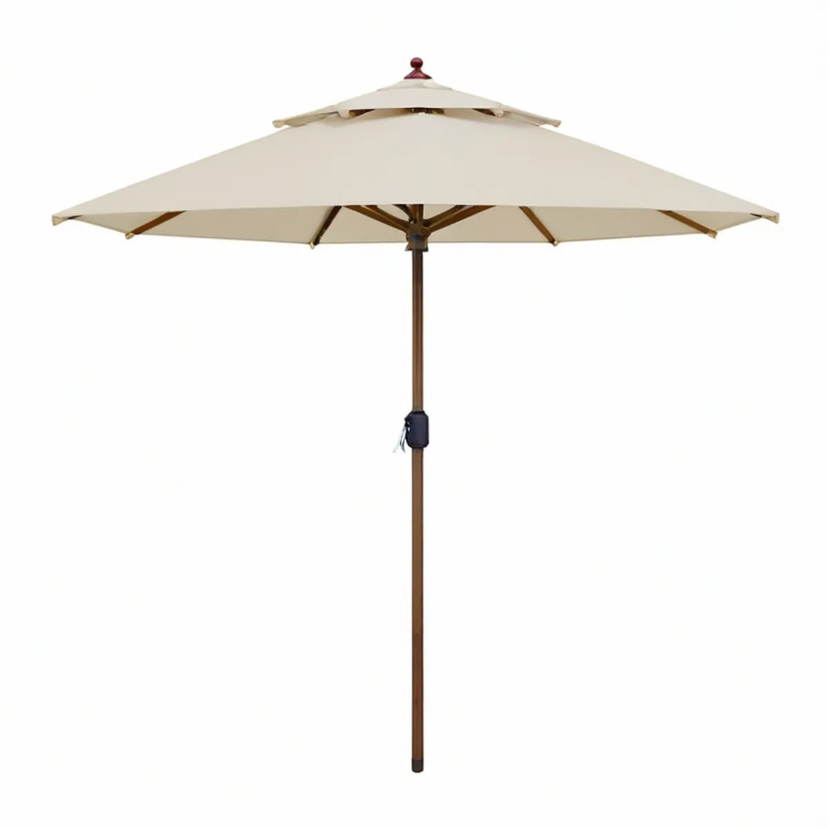 Runder Gartenschirm Beige/Braun Ø 300 cm aus Polyester mit Holzmast