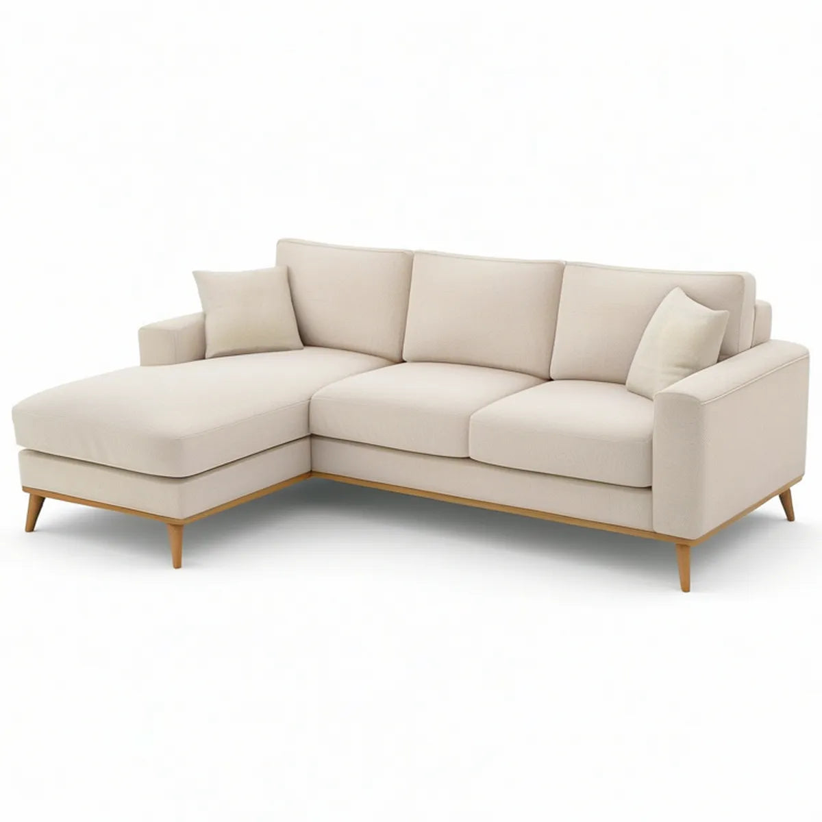 3-Sitzer Ecksofa mit linksseitiger Recamiere, Beige, 240 x 160 x 85 cm
