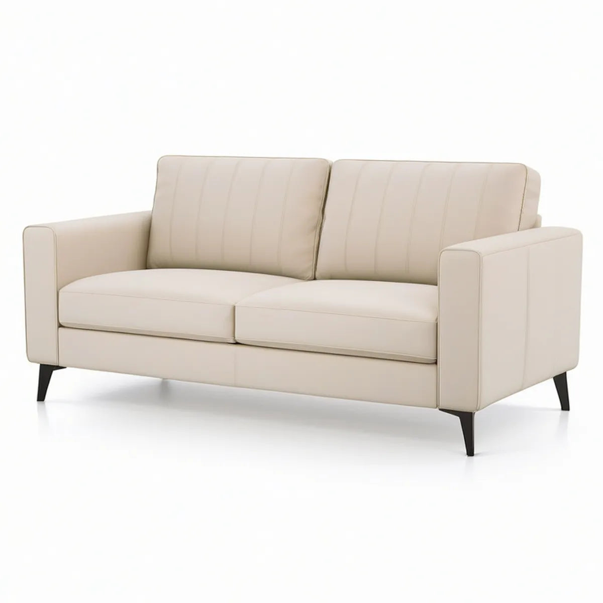 2-Sitzer Sofa aus PU-Kunstleder in Cremeweiss/Schwarz, 160 x 85 x 85 cm