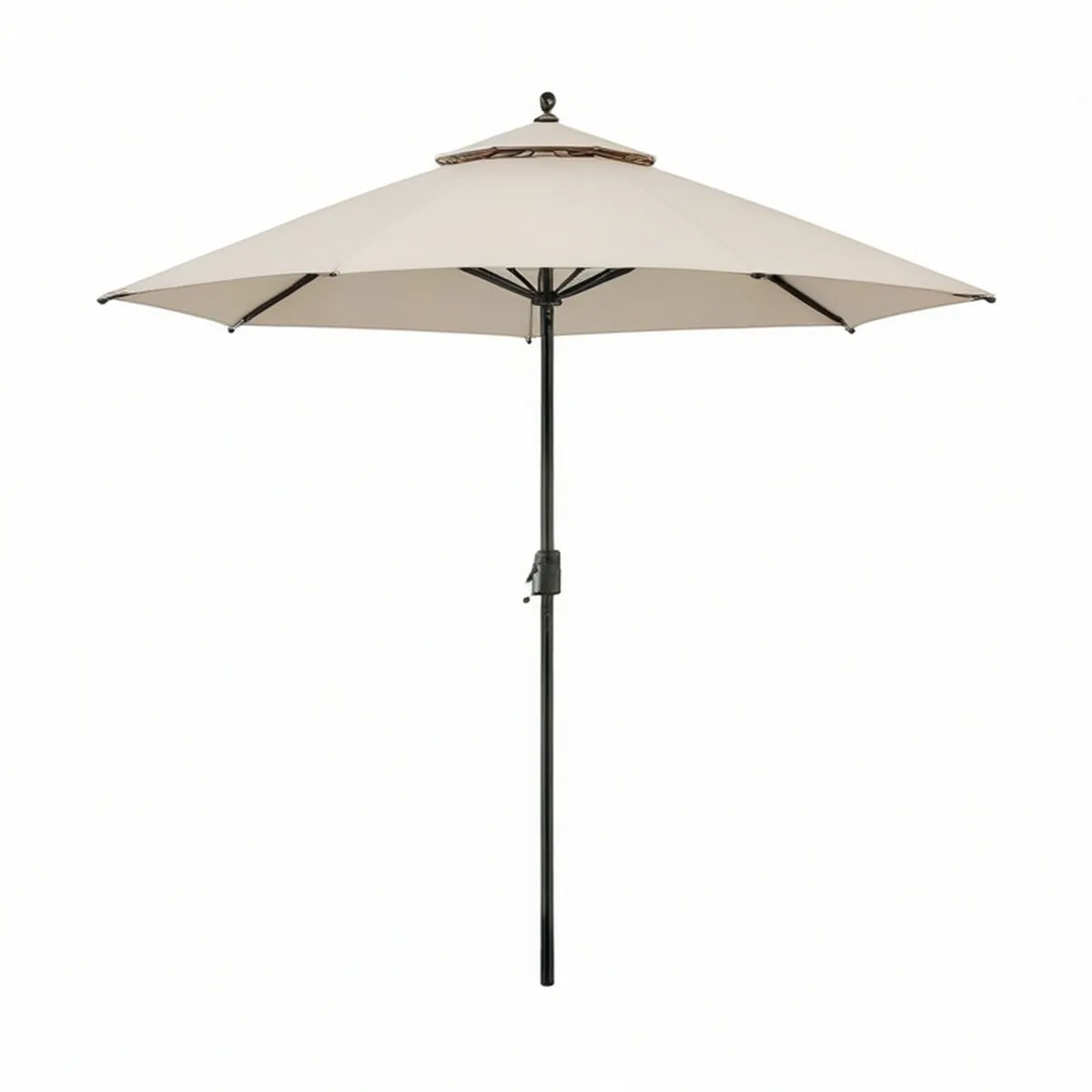 Achteckiger Gartenschirm Ø 300 cm, Creme/Schwarz, mit Stahlgestell