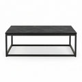 Rechteckiger Garten-Couchtisch 120 x 60 x 42 cm mit Keramikplatte in Anthrazit und Stahlgestell in Schwarz