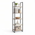 Standregal 60 x 30 x 180 cm mit 5 Ablagen aus MDF und Stahl, Schwarz/Naturholz