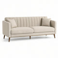 3-Sitzer Sofa 210 x 90 x 86 cm, Creme mit braunen Massivholzfüssen