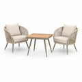 Gartenmöbel-Set Beige/Naturholz/Taupe mit 2 Sesseln 65 x 70 x 80 cm und Tisch 50 x 50 x 45 cm