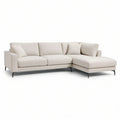 Ecksofa mit Recamiere rechts, 280 x 170 x 85 cm, Creme/Schwarz, Polyester und Stahl