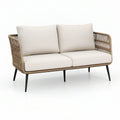 2-Sitzer mit PE-Rattan und Polyesterkissen, Beige/Schwarz, 140 x 75 x 76 cm